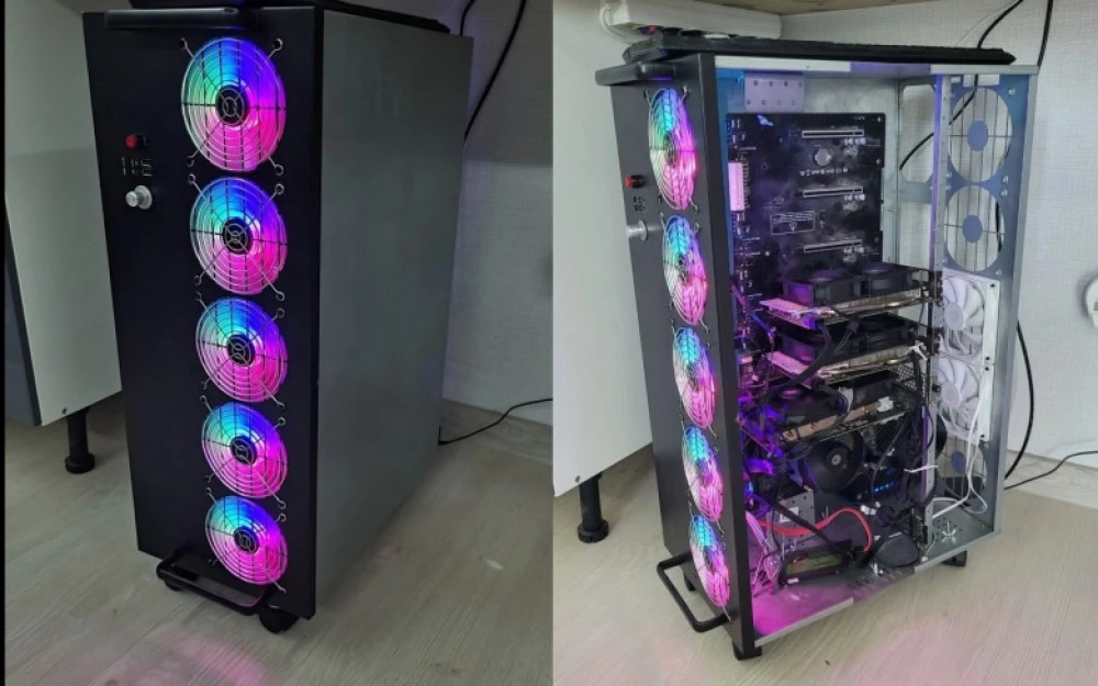 PC with three mining GPUs for 3D work