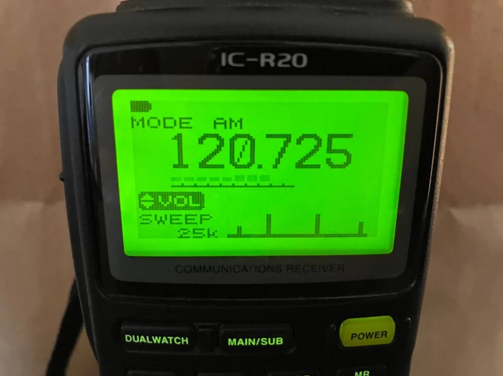
Icom IC-R20 against the background of radio amateur equipment
