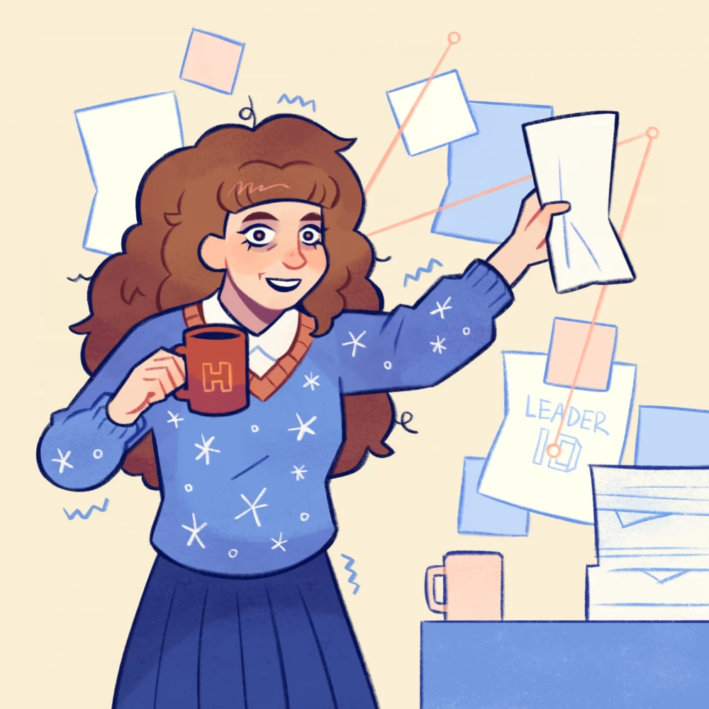 Harry, Hermione, and Ron discuss the development strategy of their startup using magical spells and modern technologies.