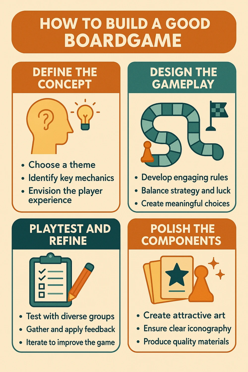 Infographic on creating a board game