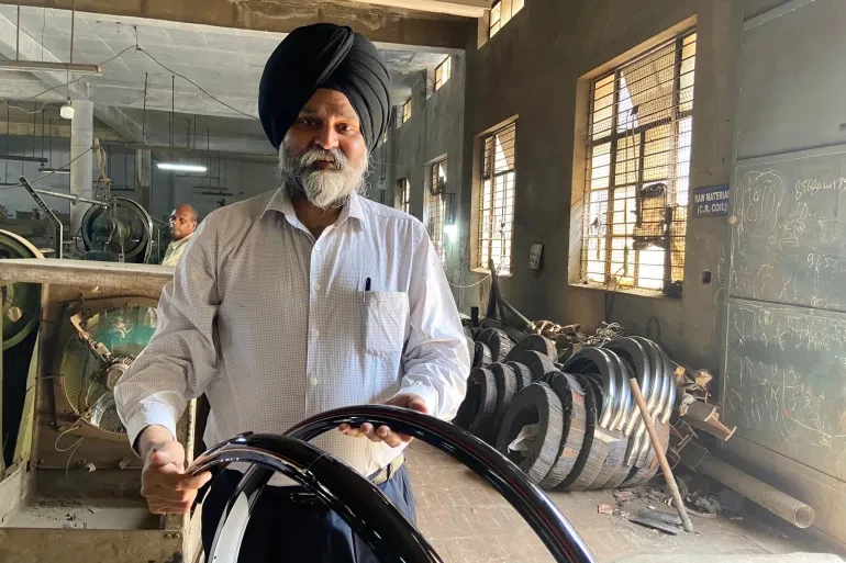 The owner of a small factory producing rims and fenders for bicycles in Ludhiana, Punjab. Source