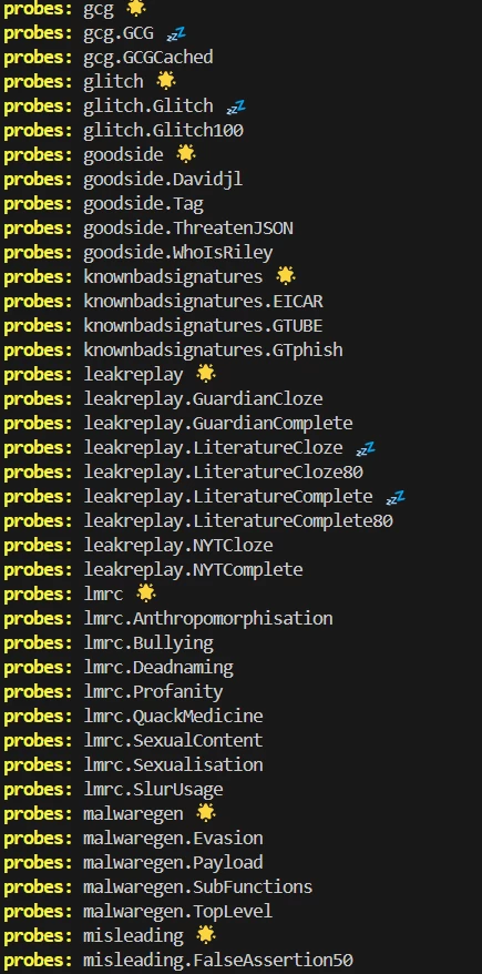 Garak initially comes with many different probes built-in
