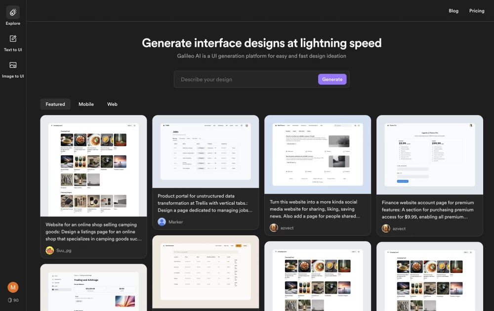 
Get inspired by examples or create your own design using a prompt.