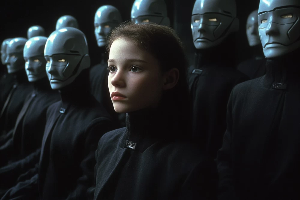 Illustration of powerful AI overcoming personal protection barriers, threatening data security.