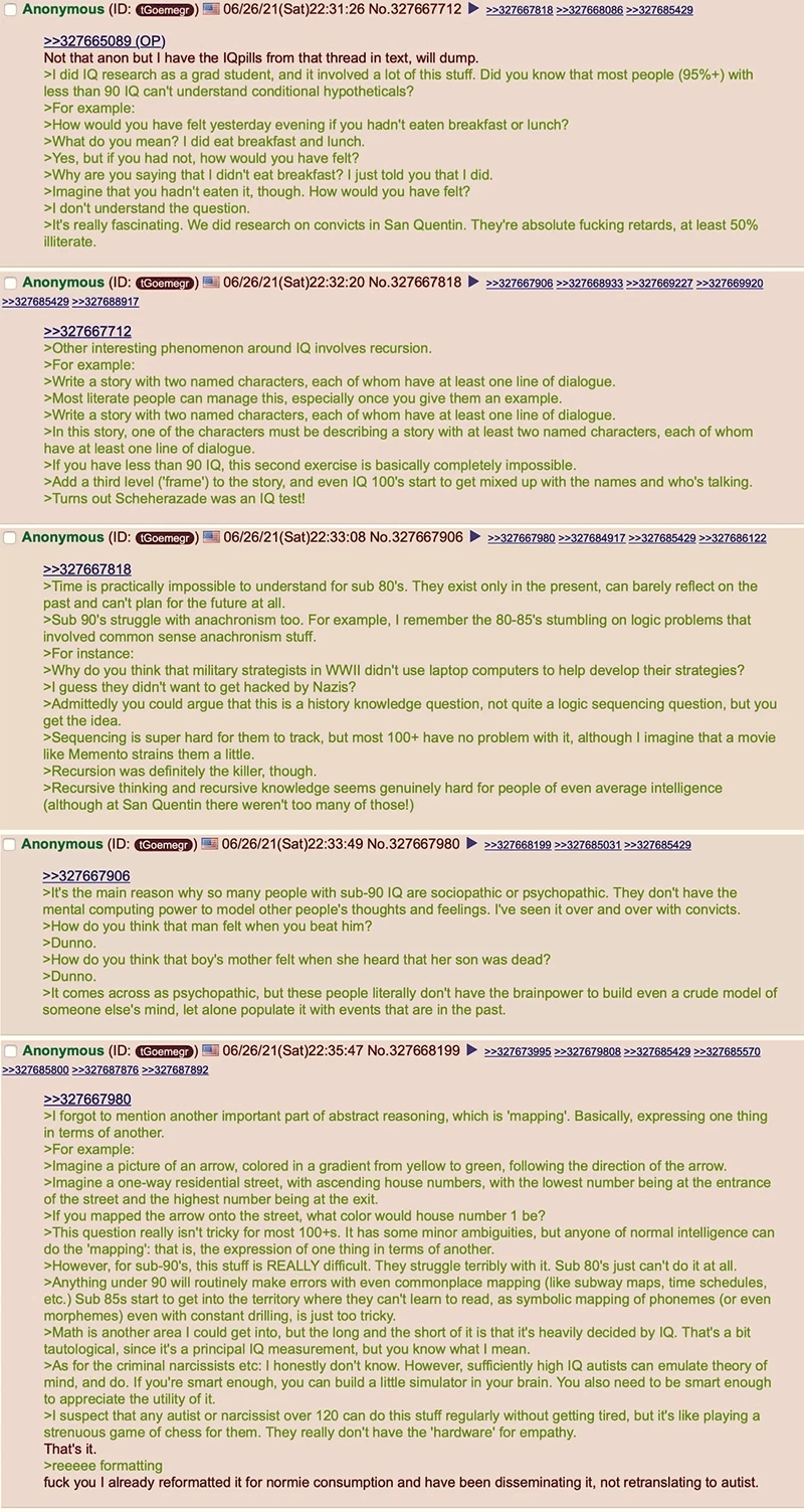 A diagram of IQ distribution with explanations for programmers on how to work effectively and interact with people with different levels of intelligence.