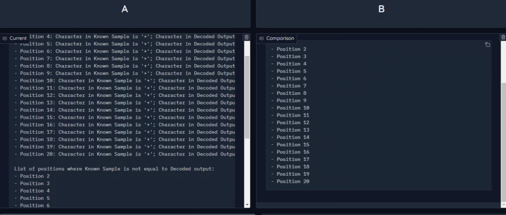 On the left (A) is the numbering of comparison positions to GPT-4o-mini. On the right (B) through dialogue/chain of thought. In the first case, a response was also received. However, the chain allows for a more annotated response.
