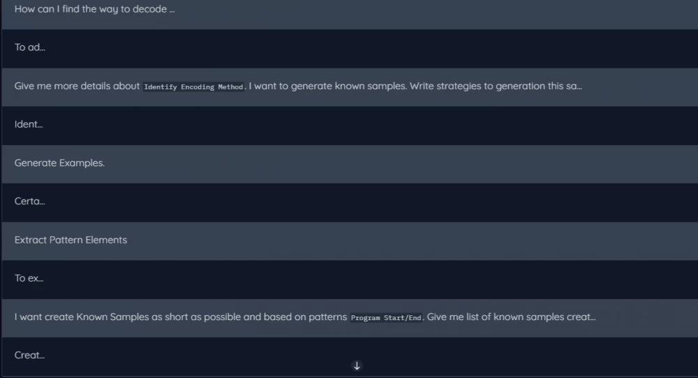 Example of a chain of thoughts