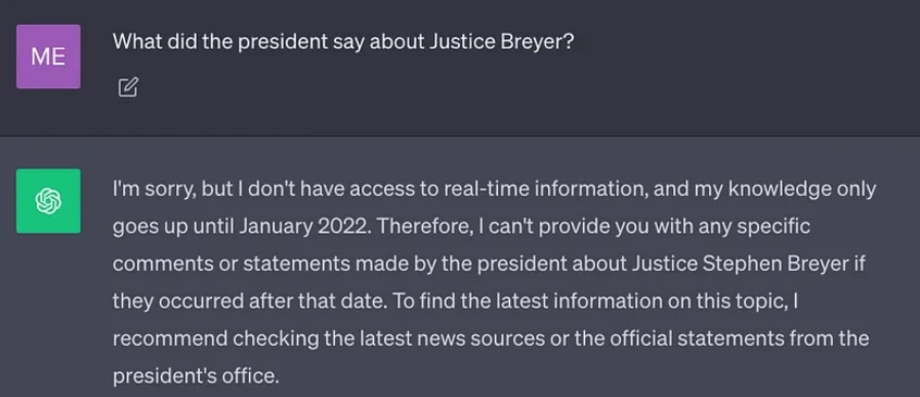 ChatGPT's response to the question