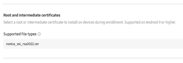 Part of the Knox Mobile Enrollment settings for installing certificates during EMM deployment