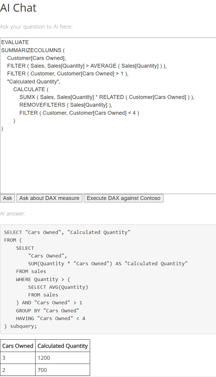 

Diagram of the execution of a DAX query in the AI DAX engine using PostgreSQL

