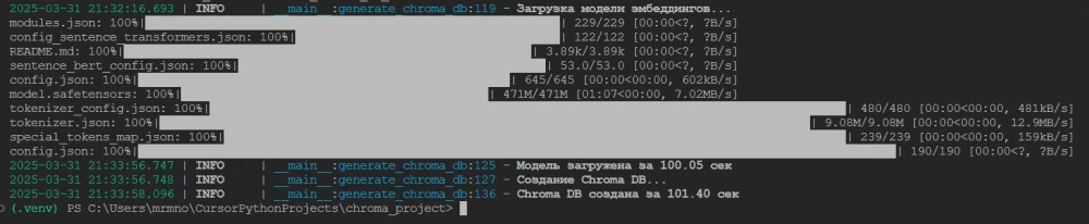 On the first launch, you'll see the local model loading.