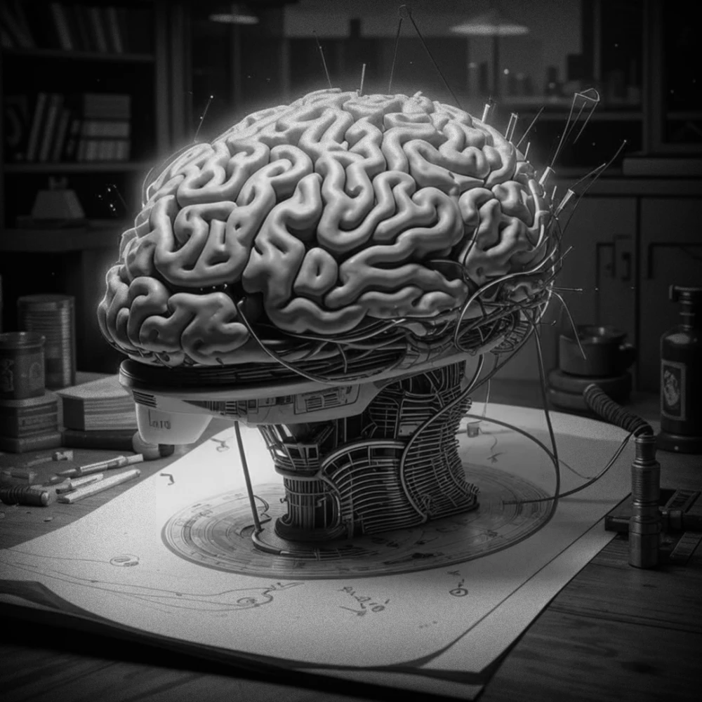 The interaction between physical matter and consciousness, a visualization of the fusion of neural networks and protons in dynamic interaction.