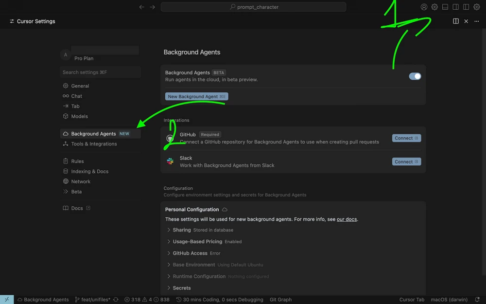 Flutter app with a cursor tracking background agent.