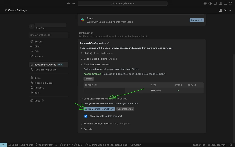 Detailed Flutter interface displaying how the cursor interacts with background processes.
