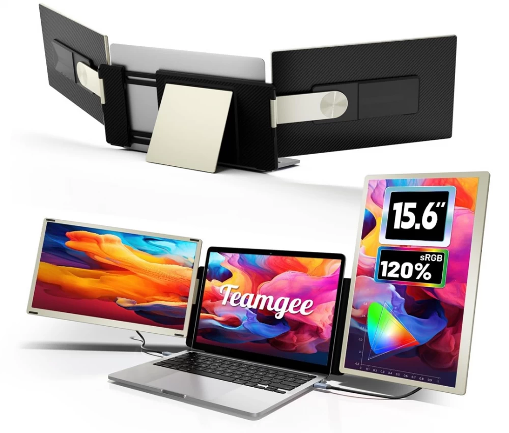 
A laptop with two additional portable displays, turned into a Cheburashka
