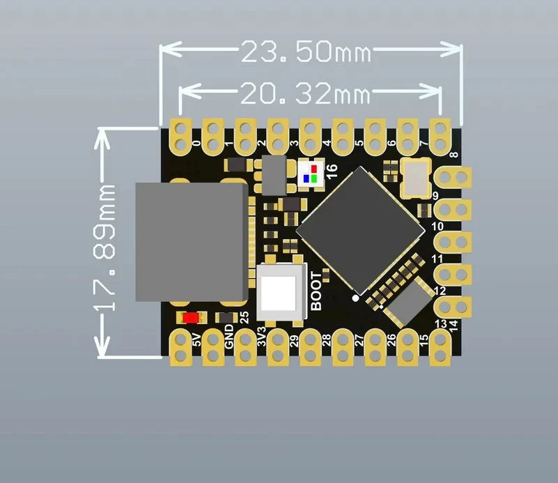 RP2040 SuperMini dimensions