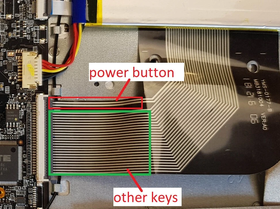 Photo of the keyboard cable