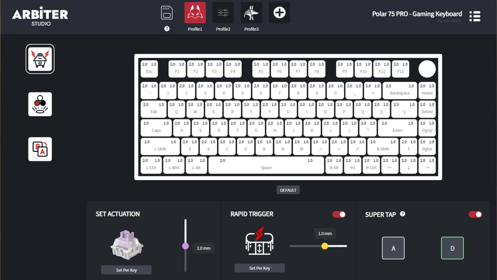 User typing on the Arbiter Studio Polar 75 Pro keyboard.
