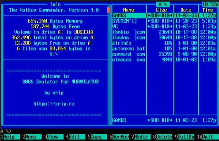 IBM PC/XT emulator (pico-xt) on Murmulator