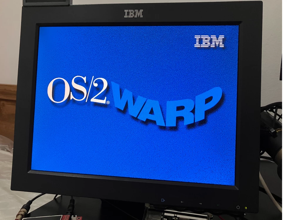 Retro computer assembled from rare components, with bright colors and a vintage design.