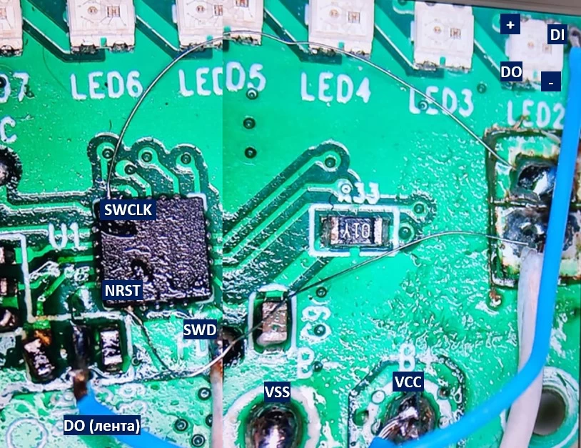 Hair soldering exercise. Flux is not washed off. I apologize for any possible feeling of rejection