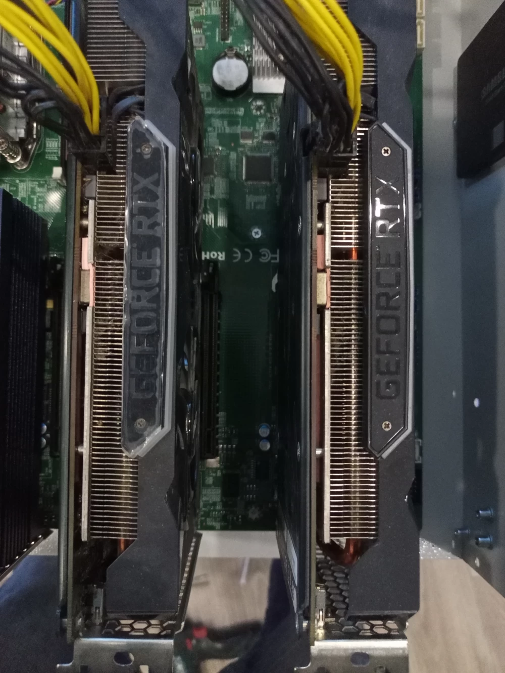 Dual-slot cards with backplates - not an option for this motherboard.