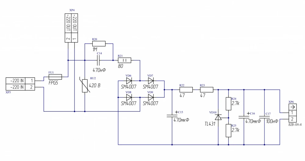 Transformerless power supply schematic