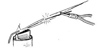 Fig. 1.2. Melting the end of a copper wire into a ball