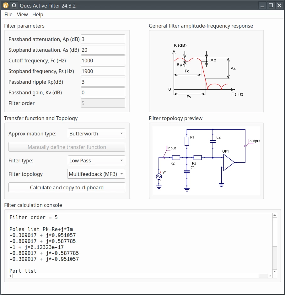 
Active filter synthesis utility