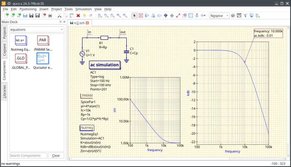 
Circuit simulation with equations