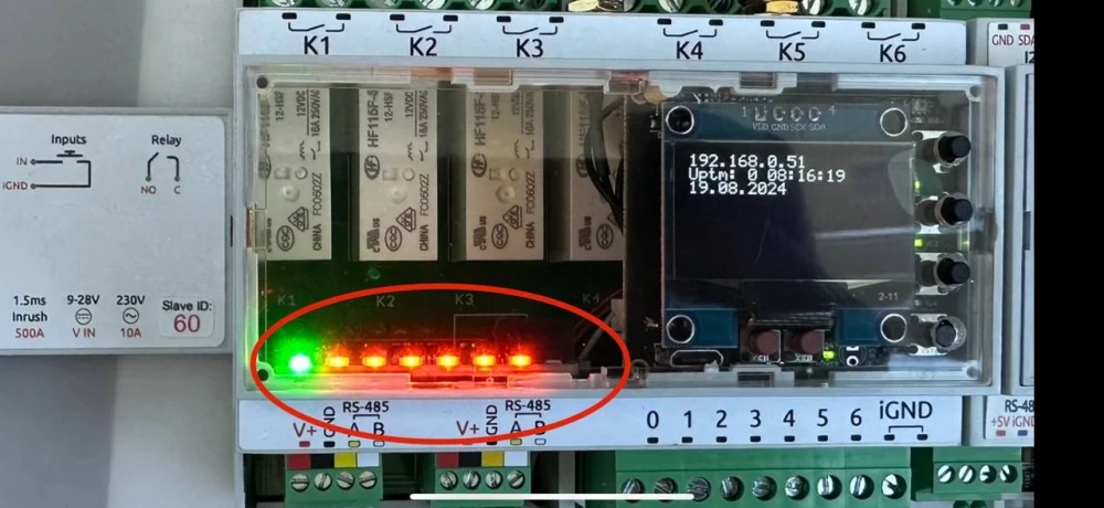 This board on the 3 DIN relay does not allow our module to be inserted, so we install it in the 6 DIN relay