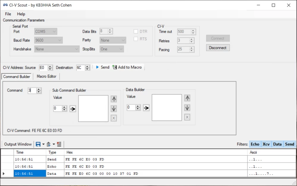 Examples of using the CI-V cable with various programs