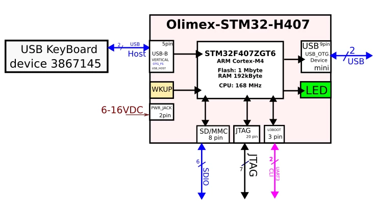 
The process of loading PasTilda on the Olimex-H407 Board, showing the stages of connection and setup.
