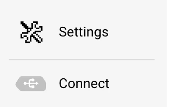 We connect the flipper through the Connect button in the lower left corner of the site