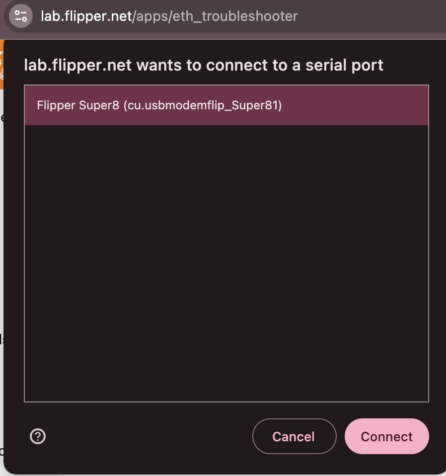 Select the device and click connect