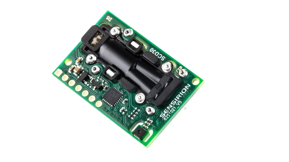 Solid sensor board, with a large chamber for the IR CO2 sensor. Supports I2C and ModBus connection. 