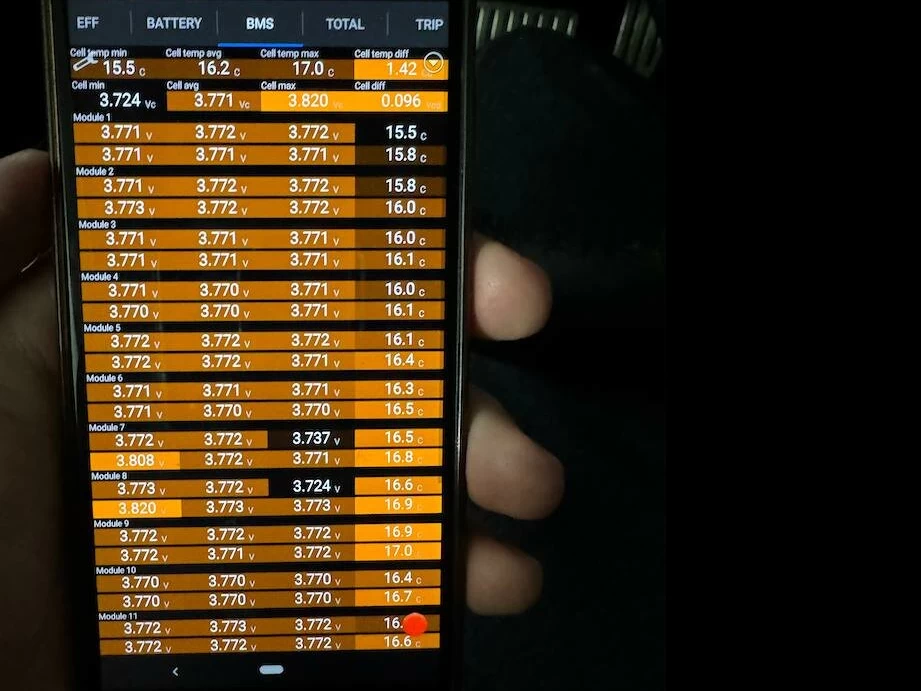 The visualization clearly shows where the voltage spread across the cells is strongest