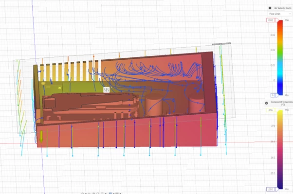 Horizontal arrangement of the board with sensors, yellow arrow - direction of gravity.