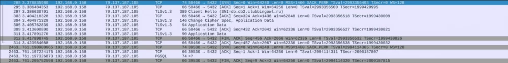 network dump from Wireshark
