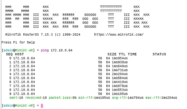 
ping from Mikrotik console