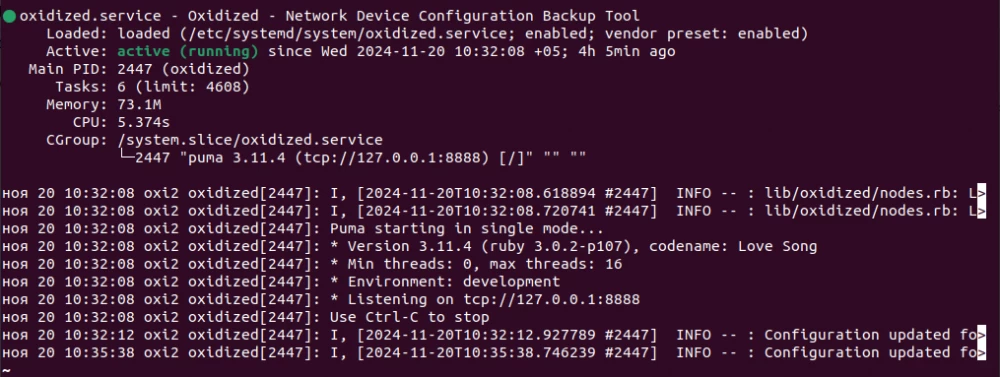 
Monitoring and backup of Eltex configurations using Oxidized
