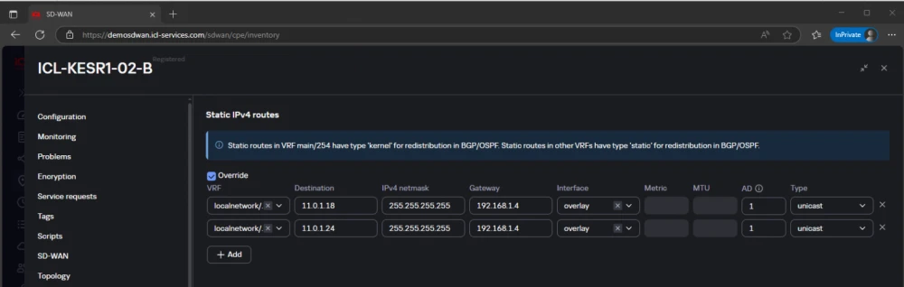   
Network migration scheme with identical address space via SD-WAN  

