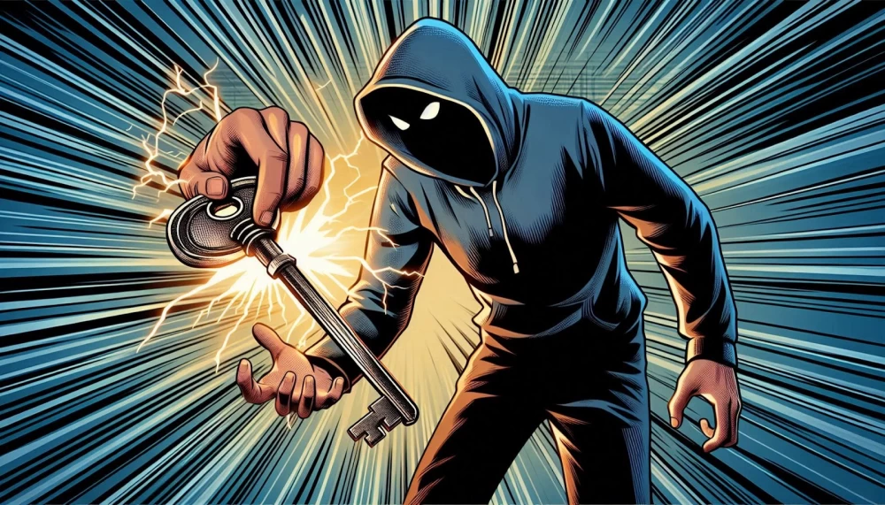 Schematic representation of the process of finding a backdoor in an access card.