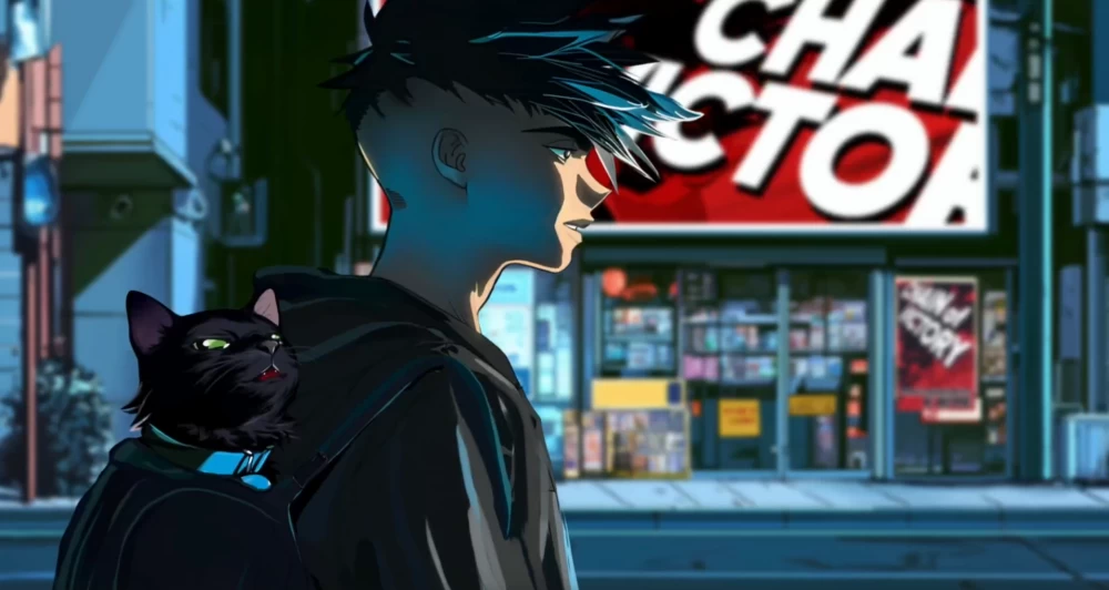 A frame from the anime series CyberCamp 