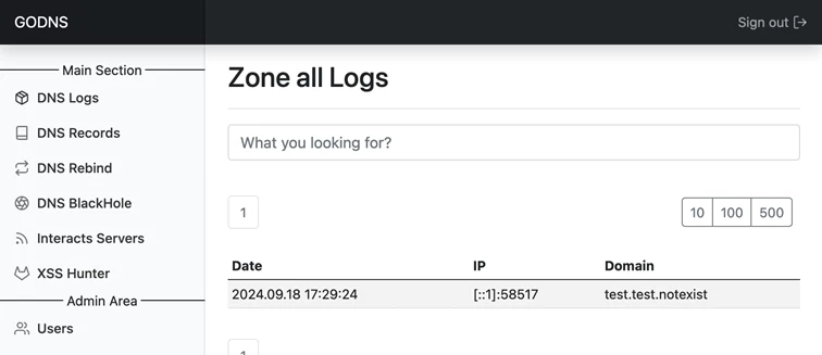 The DNS sniffer analyzes network traffic to identify Blind vulnerabilities.