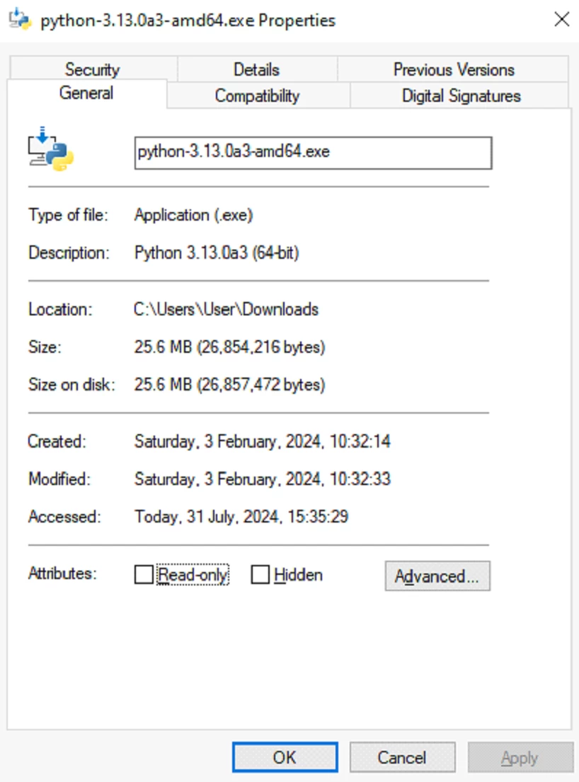 Image showing the process of automatic extraction of file time attributes.