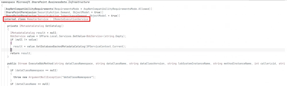 The RemoterService class implements IRemoteExecutionService