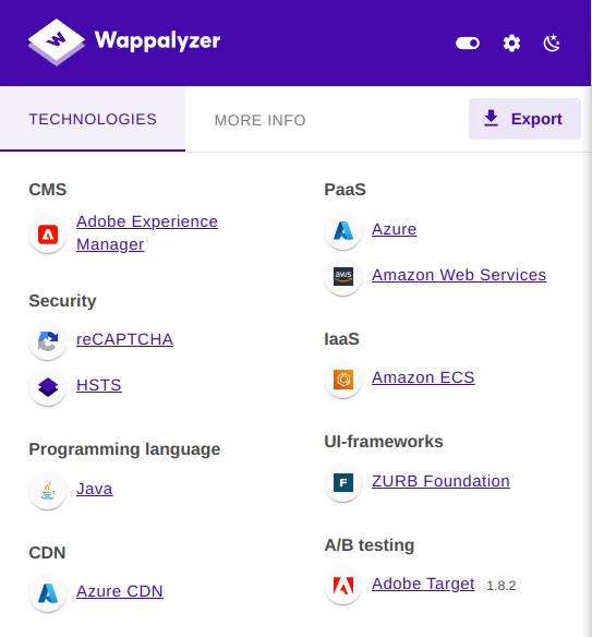 Wappalyzer — a browser extension designed for technology analysis.