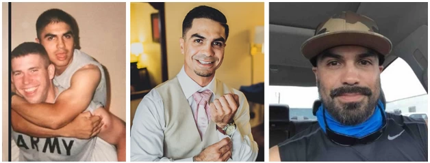 Two soldiers reunited thanks to OSINT hug against the backdrop of a map.
