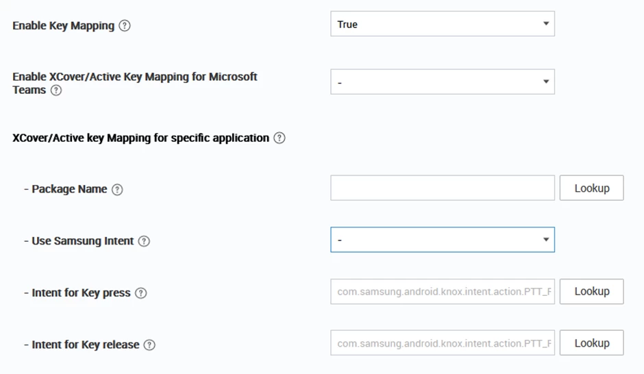 Key Mapping settings section in Knox Service Plugin